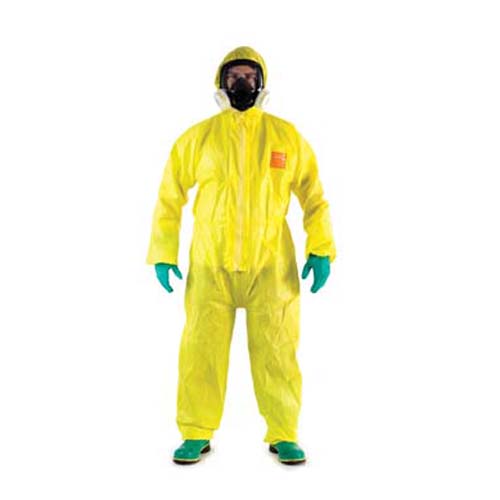微護(hù)佳MC3000黃色帶帽帶靴連體防化服