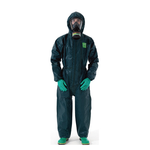 微護(hù)佳MC4000綠色有帽連體服防化服