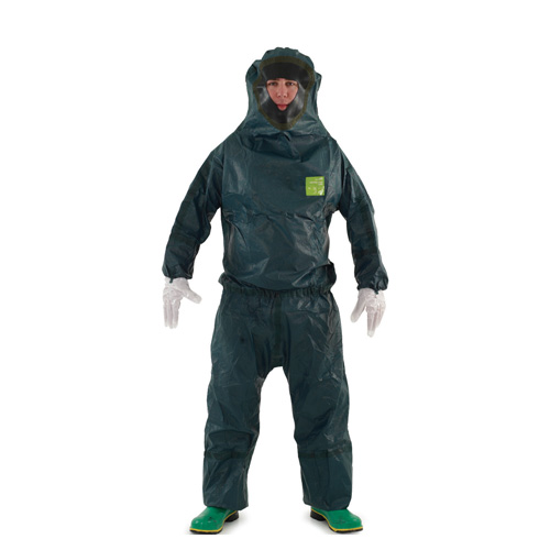 微護(hù)佳MC4000綠色帶帽帶鞋套連體防化服