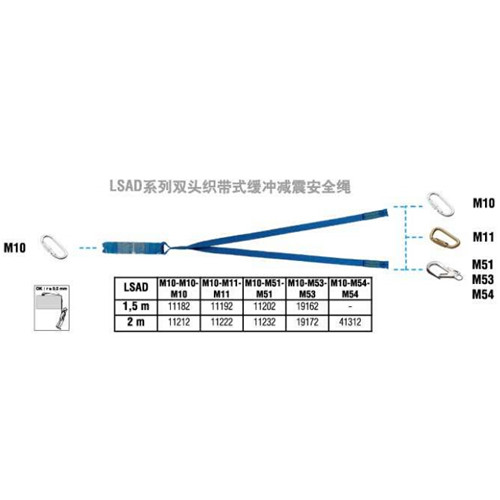達(dá)克泰LSAD雙頭織帶式緩沖減震安全繩